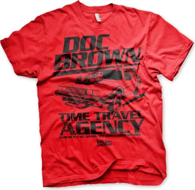 Produktbild von Doc Brown Time Travel Agency T-Shirt - Small - Red