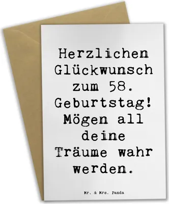 Produktbild von Mr. & Mrs. Panda Grußkarte Spruch 58. Geburtstag - Weiß - Geschenk, weihnachtskarten, Alter, liebevolle Andenken, vatertagskarte, Geburtstagsfreude, hochzeitskarten