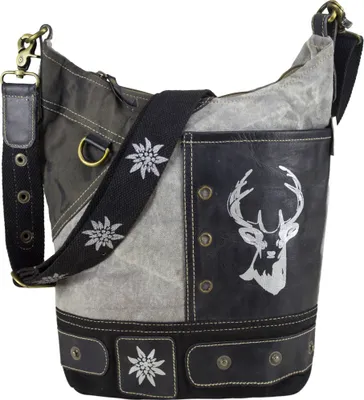 Produktbild von Domelo  Damen Trachtentasche kleine Dirndltasche Umhängetasche Schultertasche  Frauentasche Oktoberfest Hirsch schwarz 53077