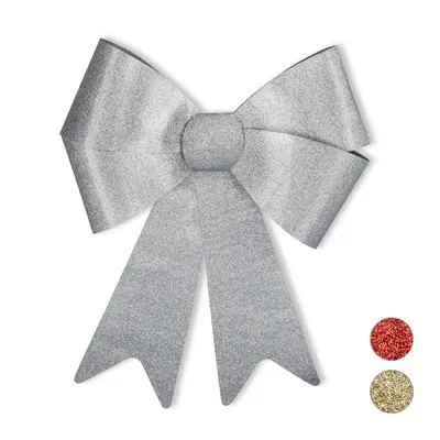 Produktbild von Relaxdays Dekoschleife Glitzer zum Aufhängen auffädelbar für Geschenke 54x38x7,5 cm