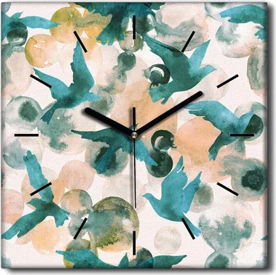 Produktbild von Coloray Uhr auf Leinwand 30x30 cm Wand Uhr Dekoration Wohnzimmer Segeltuch schwarze Hände -Abstraktion Aquarell