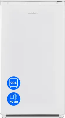 Produktbild von MEDION Kühlschrank mit Eiswürfelfach (90L Gesamt-Nutzinhalt 80L Kühlteil 10L Eiswürfelfach, transparente Gemüseschublade, freistehend, wechselbarer Türanschlag, höhenverstellbare Füße, MD37690)weiß