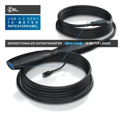 Image de CSL 10m de câble répéteur USB 3.2 Câble d'extension actif - USB 3.2 Gen1 - Câble répéteur d'extension amplificateur
