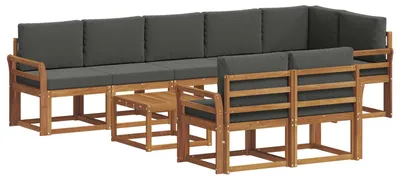 Imagen del producto de vidaXL Juego de sofás de exterior, 9 piezas, color natural y antracita