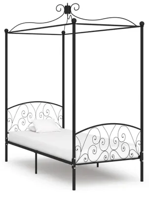 Obrázek produktu pro vidaXL Rám postele se stříškou černý kov 90 x 200 cm