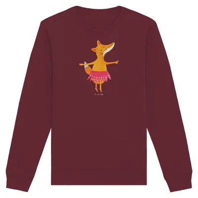 Produktbild von Mr. & Mrs. Panda Nachhaltiger Pullover Fuchs Ballerina Größe L - Burgundy - Geschenk, Bio Sweatshirt, Baumwoll, Pulli, Ballett, Elegant, Geburtstag, Sweater