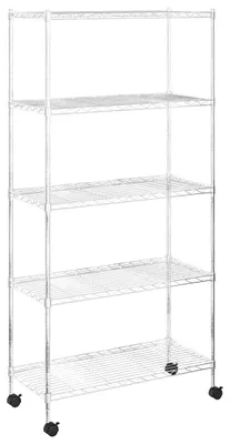 Obrázek produktu pro vidaXL Regál s 5 policemi a kolečky 75x35x155 cm chrom 250 kg