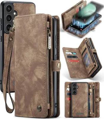 Produktbild von Samsung Galaxy S23 FE Hülle - CaseMe 008 2-in-1 Klapphülle & Back Cover mit Brieftasche - Braun