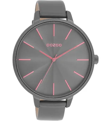 Produktbild von Oozoo Armbanduhr grau Leder Timepieces Damen Analog-Quarzuhr UOC11254