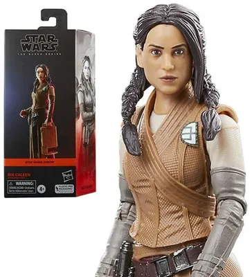 A Star Wars The Black Series Bix Caleen action figure is shown next to its packaging.