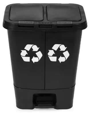 Immagine prodotto di Cestino per rifiuti da 40 litri, contenitore a doppia camera per rifiuti indifferenziati e differenziati, colore nero