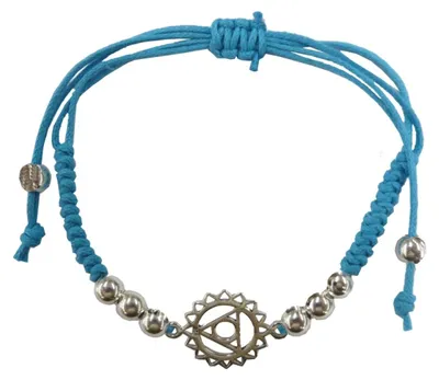 Produktbild von Armband "Vishuddhi Chakra" türkis 1,4cm Silber925 mit verstellbarem Baumwollband