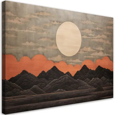 Produktbild von Leinwandbild Sonnenuntergang Japan 100x70 Feeby Orange bild für die wand bereit zum aufhängen