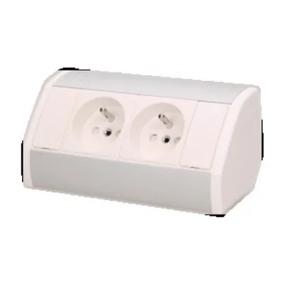 Obrázok produktu pre Zásuvka 2x2P+Z, biela/strieborná