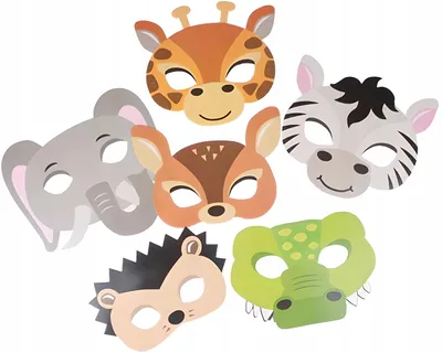Produktbild von Hopki Tiermasken für Kinder Safari Geburtstag Karneval 12 Stück