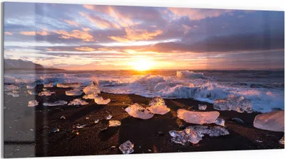 Produktbild von DEQORI Glasbild Echtglas 100x50 cm 'Diamantstrand' Wandbild Bild modern Deko