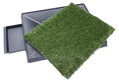 Immagine prodotto di Lettiera per cani con erba sintetica - Modello a 3 strati - Vaschetta raccoglitore removibile - Lettiera per cuccioli lavabile - Adatta a cani di piccola e media taglia - Ideale per interni e balconi - Colore: nero