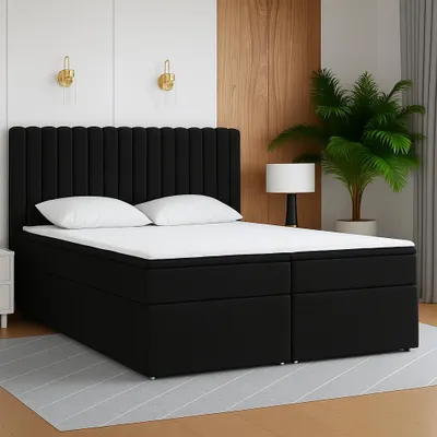 Zdjęcie produktu dla Łóżko kontynentalne MOLI – komfort, funkcjonalność i ponadczasowy styl - materiał Quelle - 180x200cm