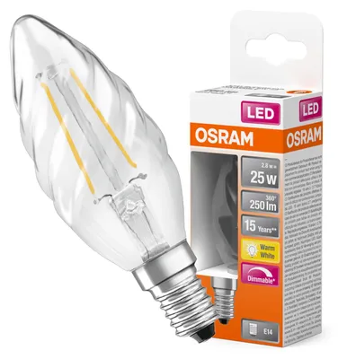 Obrázok produktu pre Žiarovka OSRAM LED v klasickom tvare miniball, s dekoratívnym vláknom LED, trieda energetickej účinnosti A, E27, 1,2 W, 255 lm, 2700 K, teplá biela. Žiadne zahrievanie, 100 % svetlo okamžite.