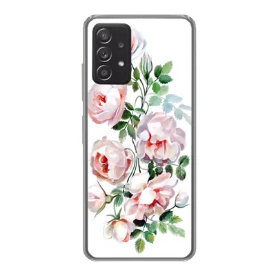 Produktbild von MuchoWow® Handyhülle Schutzhülle Hülle für Samsung galaxy a73 Aquarell - Rosen - Blumen Silikon Softcase Handy Hülle - Handyhülle