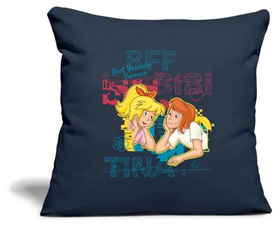 Produktbild von Spreadshirt Bibi Und Tina Best Friends Forever Kissenbezug 45x45 cm, One size, Navy
