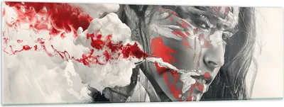 Produktbild von Bilder auf glas - Frau Gesicht Kunst - 160x50cm - Glasbilder - Wandbilder - Kunstdruck - zum Aufhängen bereit - Wanddekoration aus Glas - Glas Bilder - Wandbild auf Glas - Einteilig - GAB160x50-3867