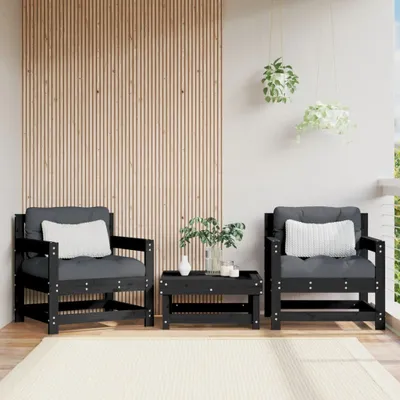 Produktbild von Gartenstühle 2er Set Schwarz Massivholz Kiefer , Gartensofas 2024 Neu