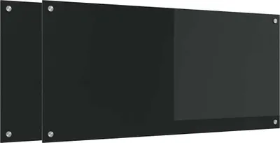 Obrázok produktu pre vidaXL Kuchynský splashback 2 ks čierny 110 x 50 cm Tvrdené sklo