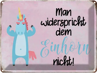 Produktbild von vianmo Blechschild 30x40 cm man widerspricht Einhorn nicht Spruch Zitat