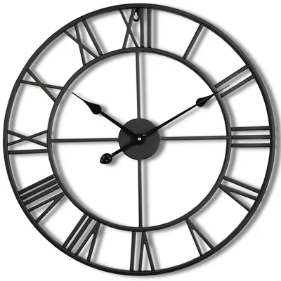Produktbild von HSXL - Große industrielle Wanduhr aus Metall - 60 cm - Schwarze Wanduhr Ø 60cm, moderne Uhr, dekorative Uhr, Metallwanduhr, Wohnuhr