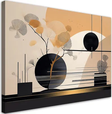 Produktbild von Leinwandbild abstrakte Formen 60x40 Feeby Beige bild für die wand bereit zum aufhängen