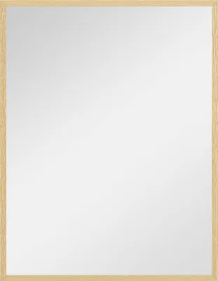 Image de Miroir mural rectangulaire 90 x 70 cm, cadre en bois, idšŠal pour la salle de bain, salon ou chambre, naturel
