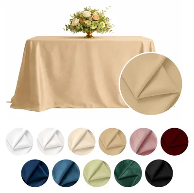 Produktbild von MEBLE ODNOWA, Tischdecke, Matter Samt-Tischdecke, Quadratisch, Beige, 230×230 cm, Velours, Tischschutz, Elegant, Formstabil, Elastisch, Strapazierfähig, Maschinenwaschbar