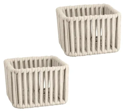Produktbild von Badkorb Zovo 2er Set in Natur zur Aufbewahrung von Kosmetika und Badutensilien aus Baumwoll-Polyester-Kordel, Maße 15 x 10 x 15 cm