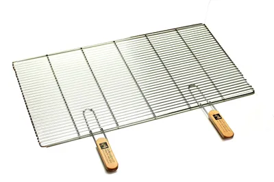 Image de Grille de barbecue en acier inoxydable avec poignées, dimensions 82 x 43 cm