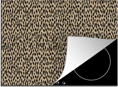 Produktbild von KitchenYeah© Herdabdeckplatte Pantherdruck - Schwarz - Braun - Muster - Polka dots , 58x51cm, Küche Deko, Glaskeramikkochfeld Herdabdeckung, Abdeckplatte fùr Kochfeld
