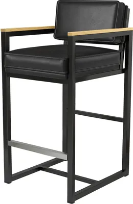 Produktbild von 2er-Set KYLA | Gastro Barhocker | Leder | Metall | schwarz | mit Lehne | Samt Barhocker, Hotel Barhocker