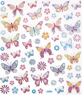 Image de Papillons et fleurs 63pcs autocollants