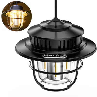Produktbild von Retro-Campinglampe, dimmbare Stimmungsleuchte mit mehreren Stufen, lange Akkulaufzeit, hängbare Lampe, wiederaufladbar per Type-C