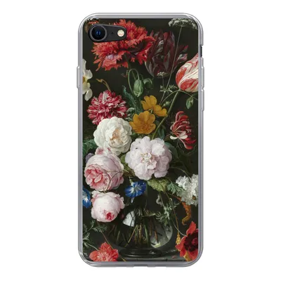 Produktbild von MuchoWow® Handyhülle Schutzhülle Hülle für iPhone 8 Stilleben mit Blumen in einer Glasvase - Gemälde von Jan Davidsz. de Heem Silikon Softcase Handy Hülle - Schutzhaube