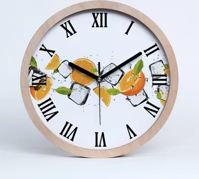 Produktbild von Holzuhr 20fi cm wanduhr - schwarze Spitzen - Orangen mit Eis