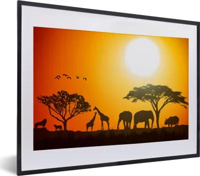 Produktbild von MuchoWow® MuchoWow® Gerahmtes Poster Elefant - Wilde Tiere - Afrika 40x30 cm - Poster mit zchwarzem Bilderrahmen - Bilderrahmen - Poster im Rahmen