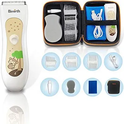 Produktbild von Kinderhaarklammer, ruhiger Baby -Trimmer, USB wiederaufladbare Trimmer -Aufbewahrungsbeutel, wasserdicht, 3 Führungskämme