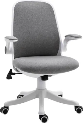 Produktbild von Bürostuhl - Drehbarer Schreibtischstuhl - Höhenverstellbar - Wippmechanik - Gepolsterter Sitz - Metallrahmen - Hellgrau