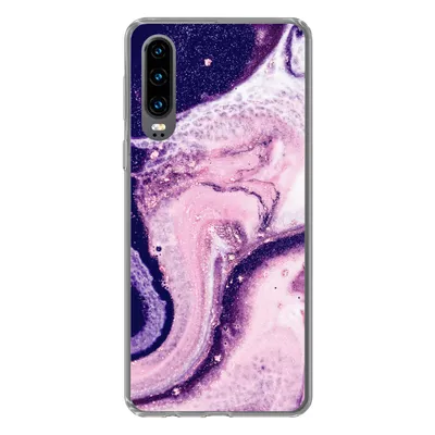Produktbild von MuchoWow® Handyhülle Schutzhülle Hülle für Huawei P30 Marmor - Glitzer - Chic Silikon Softcase Handy Hülle - Kartenbesitzer