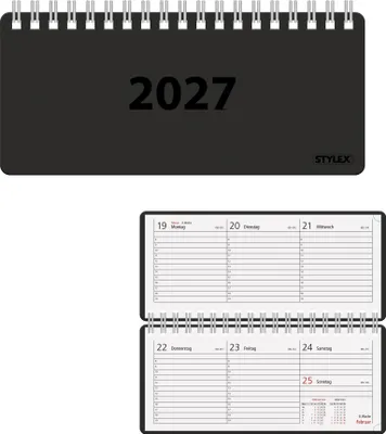 Produktbild von Spiral-Taschenkalender 2027 / ca. 8 x 18 cm / Farbe: schwarz