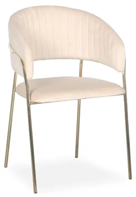 Image de MENZZO Lot de 8 chaises Tabata Métal Or et Velours Beige