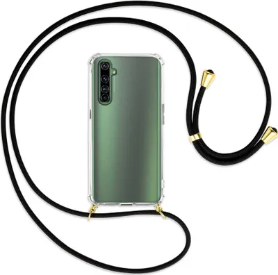 Produktbild von Handykette Backcover-Schutzhülle mit Band (Metall goldfarben) für Realme X50 Pro 5G - schwarz