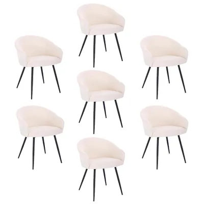 Produktbild von HOME DELUXE - Polsterstuhl CELESTE - 7 Stück, Farbe: Samt Weiß - weiche Polsterung, bis 120 kg belastbar I Küchenstuhl Speisestühle Esszimmerstühle