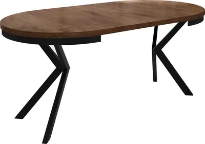 Produktbild von Runder Ausziehbarer Esstisch - Loft Style Tisch mit Metallbeinen - 100 bis 180 cm - Industrieller Tisch für Wohnzimmer - Kompakt - 100 cm - Lefkas Eiche